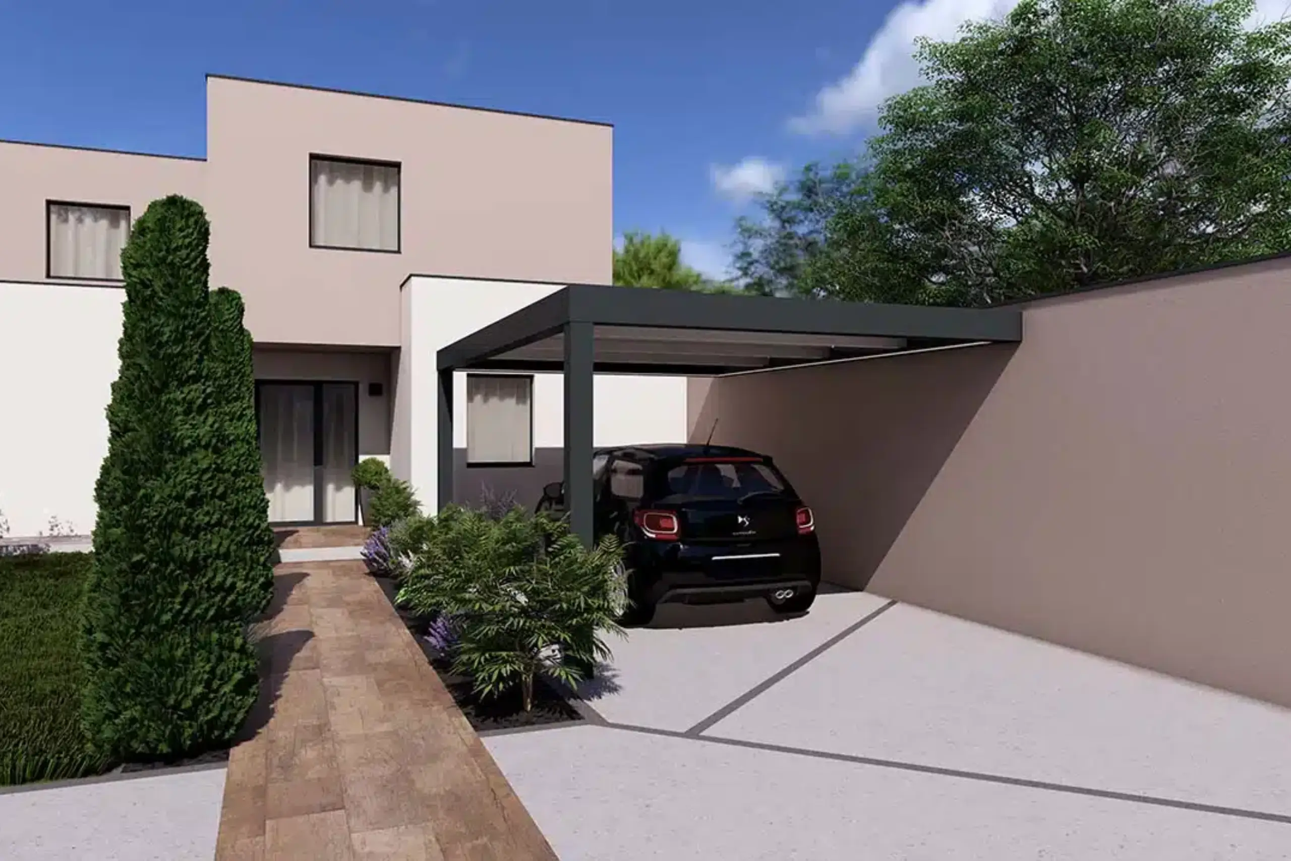 Carport toiture plate