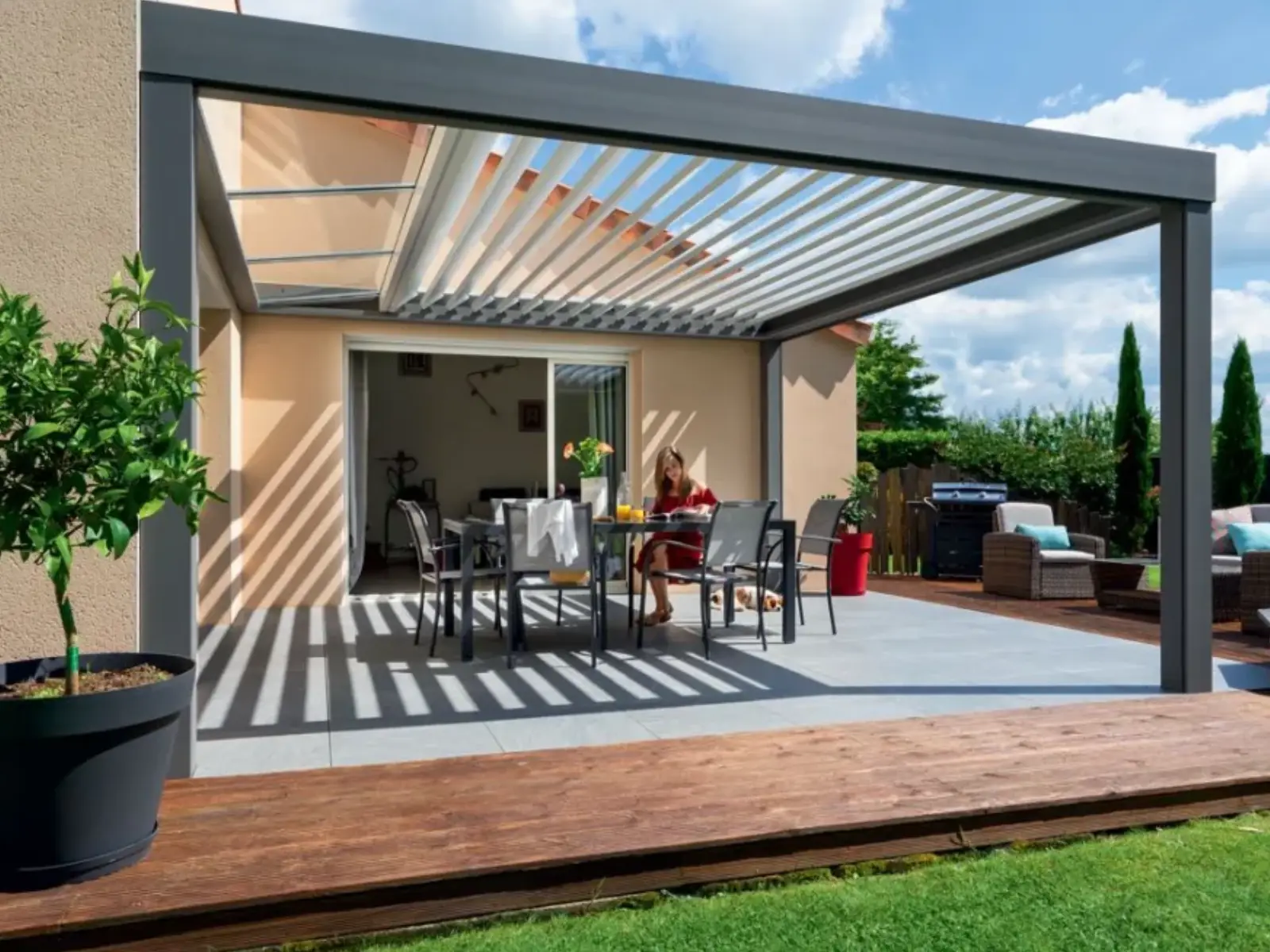 Pergola toiture mixte